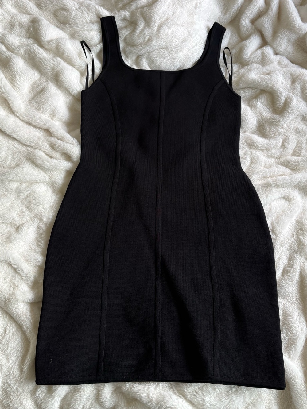 Babaton Black Square-Neck Mini Dress